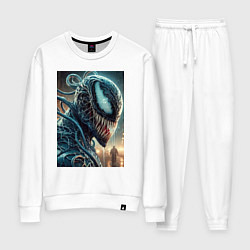 Костюм хлопковый женский Веном в профиль - нейроарт фантазия, цвет: белый