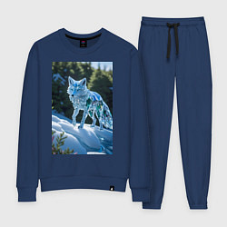 Костюм хлопковый женский Кристальный волк на снегу, цвет: тёмно-синий