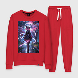 Женский костюм Девушка с катаной на фоне цветущей сакуры