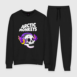 Костюм хлопковый женский Arctic Monkeys - неоновый череп, цвет: черный