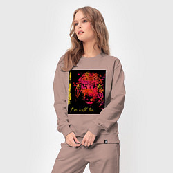 Костюм хлопковый женский Леопард-разноцветная абстракция, цвет: пыльно-розовый — фото 2