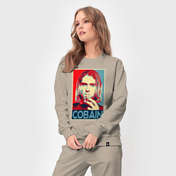 Костюм хлопковый женский Кобейн нирвана рок, цвет: миндальный — фото 2