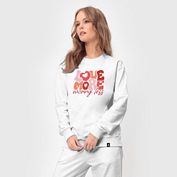 Костюм хлопковый женский Love more worry less, цвет: белый — фото 2