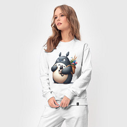Костюм хлопковый женский Totoro and black cat - anime, цвет: белый — фото 2