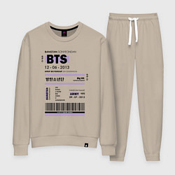 Костюм хлопковый женский Bts ticket, цвет: миндальный