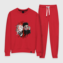 Костюм хлопковый женский Дандадан: Окарун, цвет: красный