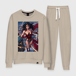 Женский костюм Чудо-женщина на крыше с городским фоном