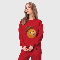 Костюм хлопковый женский Колобок в шляпе, цвет: красный — фото 2