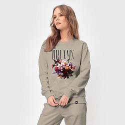 Костюм хлопковый женский Dreams flowers - надпись: мечтать, цвет: миндальный — фото 2