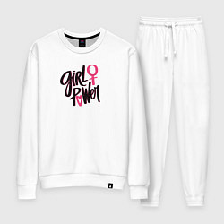 Костюм хлопковый женский Girl power black and pink, цвет: белый