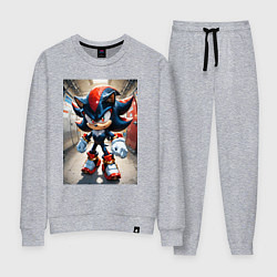 Костюм хлопковый женский Ежик Шедоу стоит в коридоре, цвет: меланж