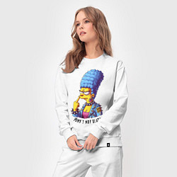 Костюм хлопковый женский Marge Simpson - punks not dead motto, цвет: белый — фото 2
