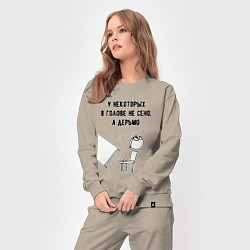 Костюм хлопковый женский В голове не сено, цвет: миндальный — фото 2