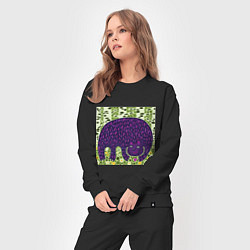 Костюм хлопковый женский Медведь в березовом лесу, цвет: черный — фото 2