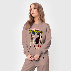 Костюм хлопковый женский Моя Геройская академия Момо героиня, цвет: пыльно-розовый — фото 2