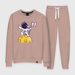 Костюм хлопковый женский Вперёд в космос, цвет: пыльно-розовый