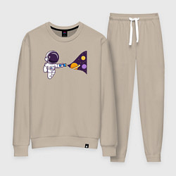 Костюм хлопковый женский Космический свет фонарика, цвет: миндальный