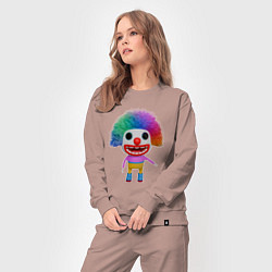 Костюм хлопковый женский Cartoon clown colorful, цвет: пыльно-розовый — фото 2