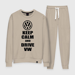 Костюм хлопковый женский Keep Calm & Drive VW, цвет: миндальный