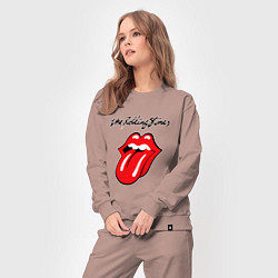 Костюм хлопковый женский Rolling Stones - logo, цвет: пыльно-розовый — фото 2