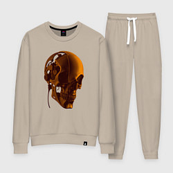 Костюм хлопковый женский Оранжевый череп в тенях, цвет: миндальный