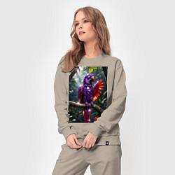 Костюм хлопковый женский Попугай из драгоценных камней, цвет: миндальный — фото 2