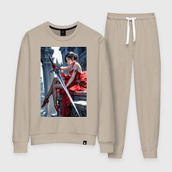 Женский костюм Девушка в красном платье с мечем