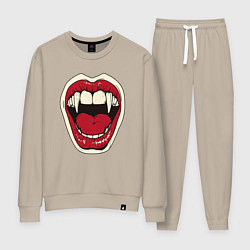 Костюм хлопковый женский Клыки вампира, цвет: миндальный