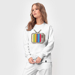 Костюм хлопковый женский Retro television, цвет: белый — фото 2