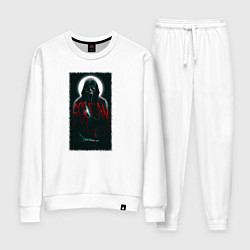 Костюм хлопковый женский Крик гостфейс с луной, цвет: белый