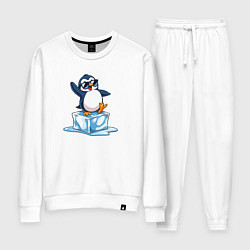 Костюм хлопковый женский Пингвин на льдине, цвет: белый