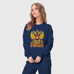 Костюм хлопковый женский Герб России и огненная надпись, цвет: тёмно-синий — фото 2