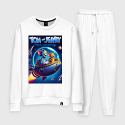 Костюм хлопковый женский Tom and Jerry - space adventure, цвет: белый