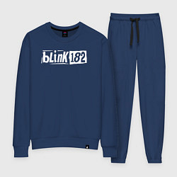 Костюм хлопковый женский Blink 182 трафарет белый, цвет: тёмно-синий