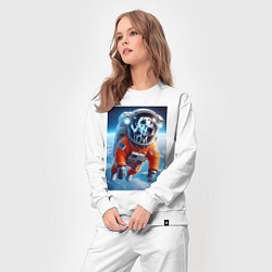 Костюм хлопковый женский Далматинец бравый космонавт - нейроарт фантазия, цвет: белый — фото 2