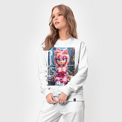 Костюм хлопковый женский Эми Роуз из Somic строит глазки, цвет: белый — фото 2