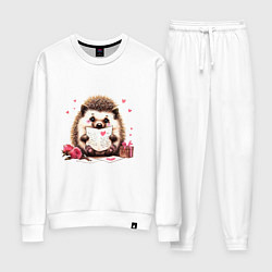 Костюм хлопковый женский Ёжик с любовным письмом, цвет: белый