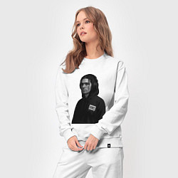 Костюм хлопковый женский Bones в капюшоне с наушниками, цвет: белый — фото 2