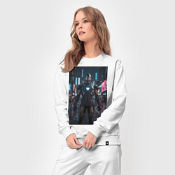 Костюм хлопковый женский Железный человек посреди ночного города, цвет: белый — фото 2