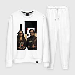 Женский костюм Мужчина и женщина с гаджетами поп-арт ретро-футури