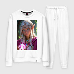 Костюм хлопковый женский Прекрасная эльфийка с магической сферой, цвет: белый