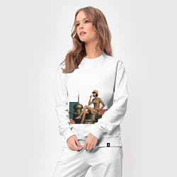 Костюм хлопковый женский Девушка на орудийной башне ретрофутуризм поп-арт 1, цвет: белый — фото 2