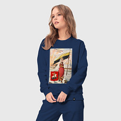 Костюм хлопковый женский За правду горой цветной арт, цвет: тёмно-синий — фото 2