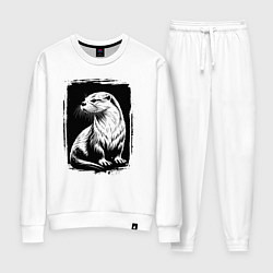 Костюм хлопковый женский Детализированная выдра, цвет: белый