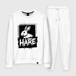 Костюм хлопковый женский Графический заяц, цвет: белый