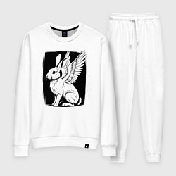 Костюм хлопковый женский Крылатый кролик, цвет: белый
