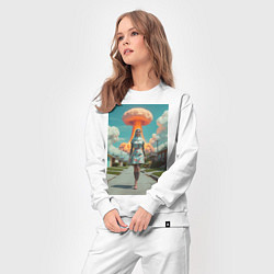 Костюм хлопковый женский Девушка в костюме монашки уходит от взрыва, цвет: белый — фото 2