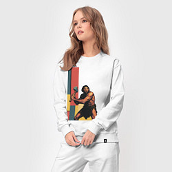 Костюм хлопковый женский Поп-арт неандерталец, цвет: белый — фото 2