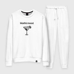 Костюм хлопковый женский Настроение мартини с бокалом, цвет: белый