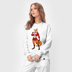 Костюм хлопковый женский Красивая спортивная лисица, цвет: белый — фото 2